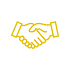 Icône jaune représentant une poignée de main, symbole de partenariat et de collaboration