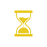 Icône jaune représentant un sablier, symbole du temps, de la patience ou de la gestion des délais